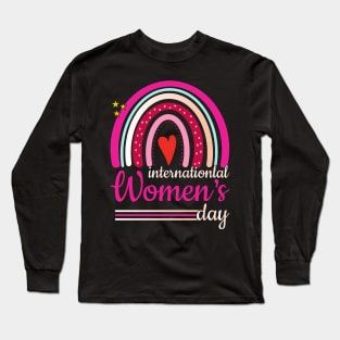 International Women's Day 8TH March Pink Rainbow Long Sleeve T-Shirt